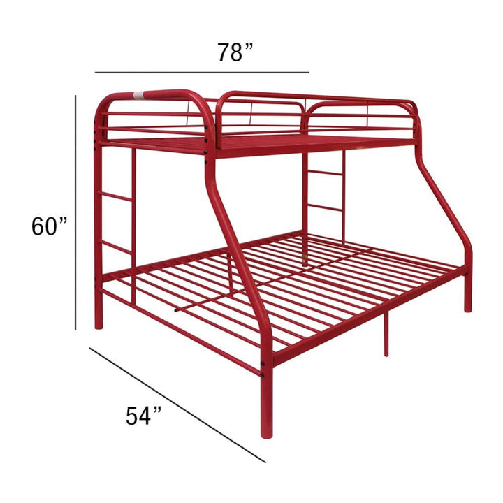 ACME Tritan Red Twin/Full Bunk Bed Model 02053RD - MONAVILLA