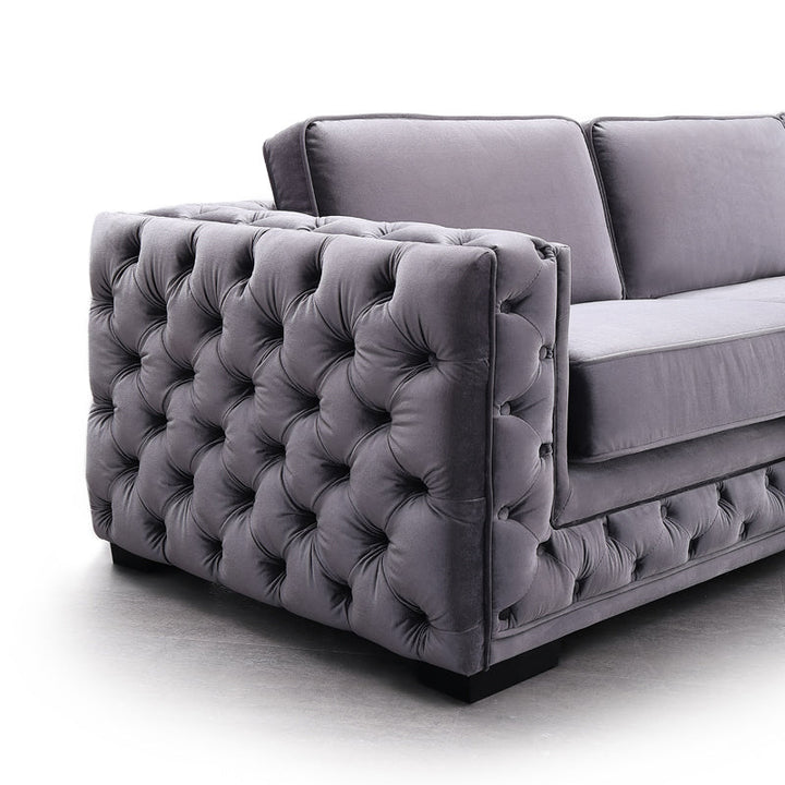 Divani Casa Jean Modern Grey Velvet Sectional Sofa - MONAVILLA