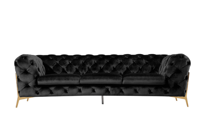 Divani Casa Sheila Modern Black Velvet Sofa Set - MONAVILLA