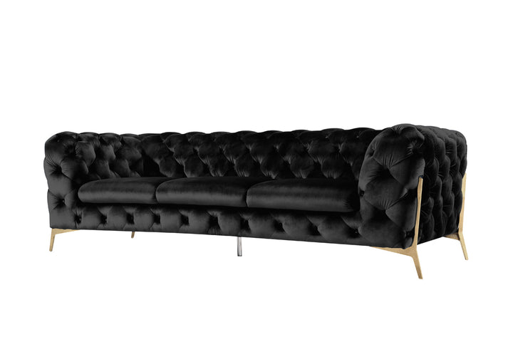 Divani Casa Sheila Modern Black Velvet Sofa Set - MONAVILLA