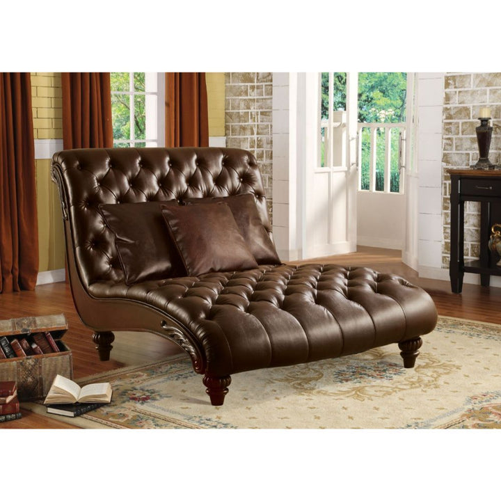 ACME Anondale 2-Tone Brown PU Chaise Model 15035 - MONAVILLA