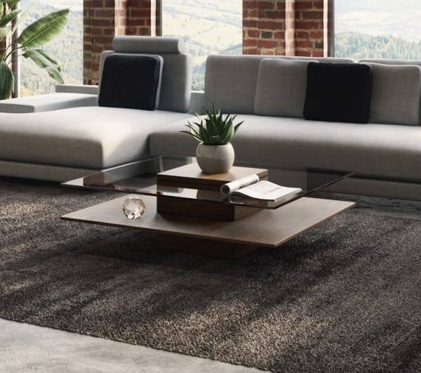 Modrest Clarion Modern Walnut and Glass Coffee Table - MONAVILLA