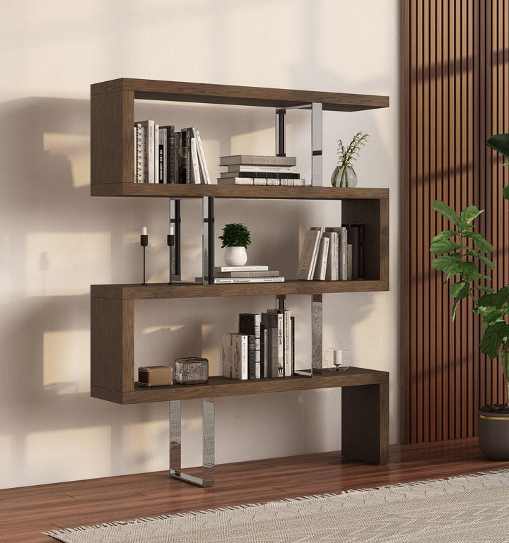 Modrest Maze Modern Walnut Bookcase - MONAVILLA