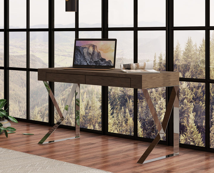 Modrest Ferris Modern Walnut Office Desk - MONAVILLA