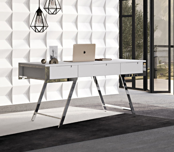 Modrest Dessart Modern White Gloss Desk - MONAVILLA