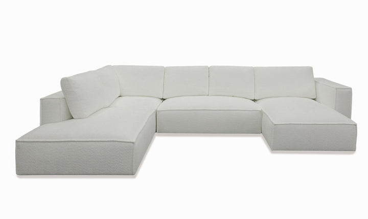 Divani Casa Lulu Modern White Fabric Modular Sectional Sofa With Right Facing Chaise - MONAVILLA