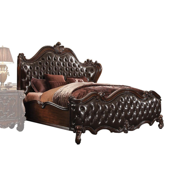 ACME Versailles 2-Tone Dark Brown PU & Cherry Oak Queen Bed Model 21120Q - MONAVILLA