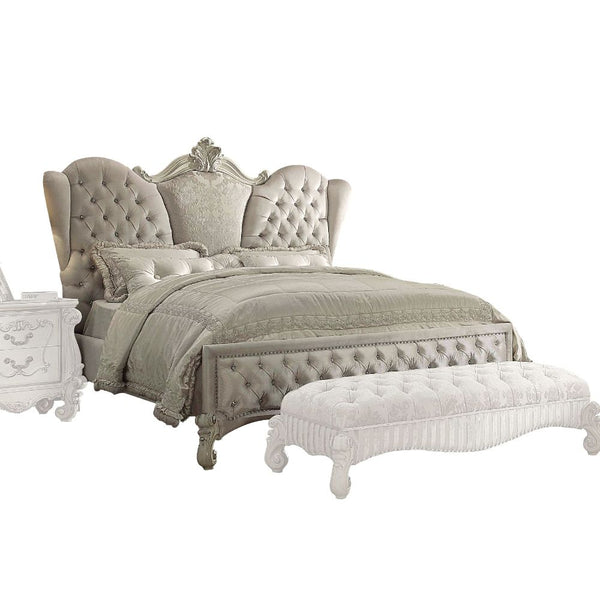 ACME Versailles Ivory Velvet & Bone White Queen Bed Model 21130Q - MONAVILLA