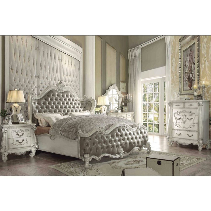 ACME Versailles Vintage Gray PU & Bone White Bed Model 21150 - MONAVILLA