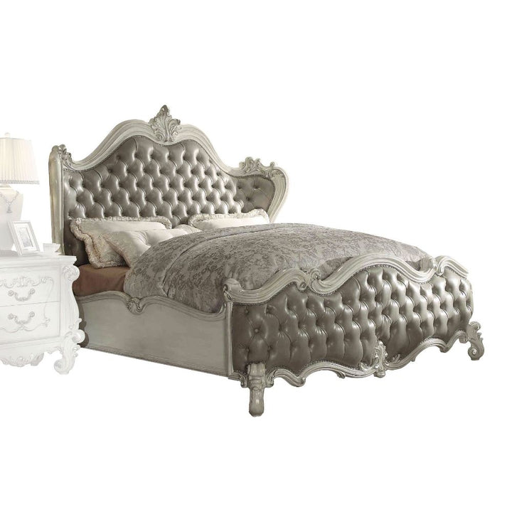 ACME Versailles Vintage Gray PU & Bone White Bed Model 21150 - MONAVILLA