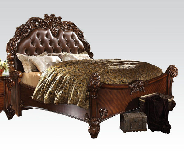 ACME Vendome PU & Cherry Queen Bed Model 22000Q - MONAVILLA