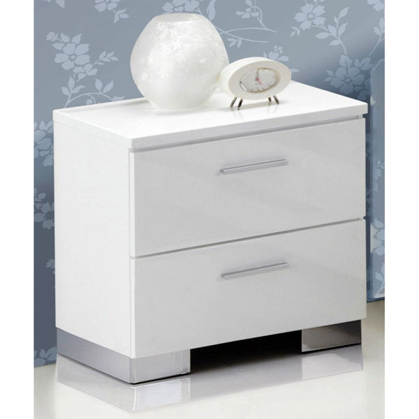 ACME Lorimar White & Chrome Leg Nightstand Model 22633 - MONAVILLA