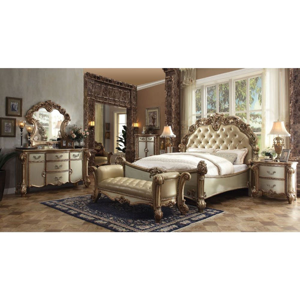 ACME Vendome Brass PU & Gold Patina Queen Bed Model 23000Q - MONAVILLA