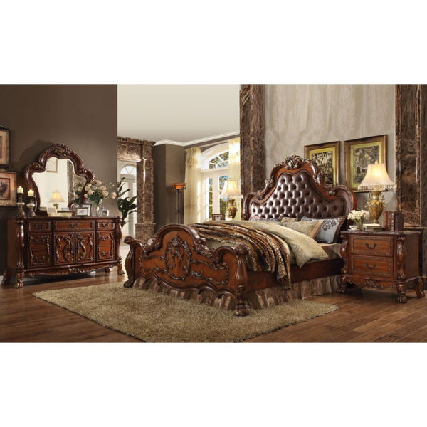 ACME Dresden PU & Cherry Oak Queen Bed Model 23140Q - MONAVILLA