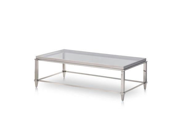 Modrest Agar Modern Glass & Stainless Steel Coffee Table - MONAVILLA