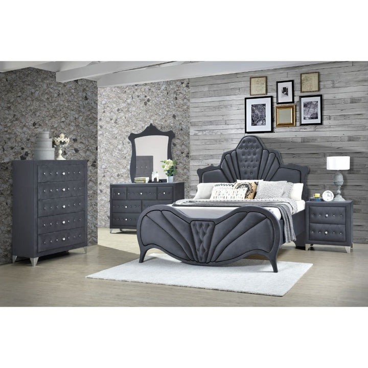 ACME Dante Gray Velvet Queen Bed Model 24230Q - MONAVILLA