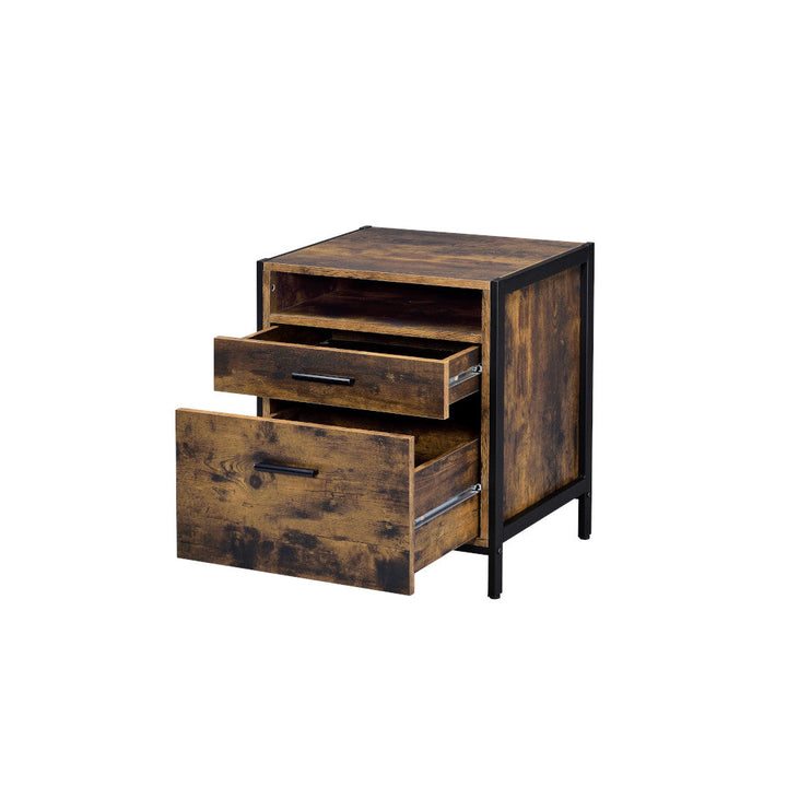 ACME Juvanth Rustic Oak & Black Finish Nightstand Model 24263 - MONAVILLA