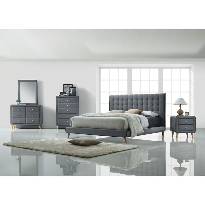 ACME Valda Light Gray Fabric Queen Bed Model 24520Q - MONAVILLA