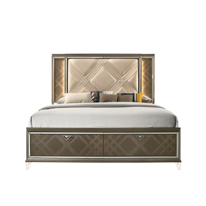 ACME Skylar LED, PU & Dark Champagne Queen Bed Model 25320Q - MONAVILLA