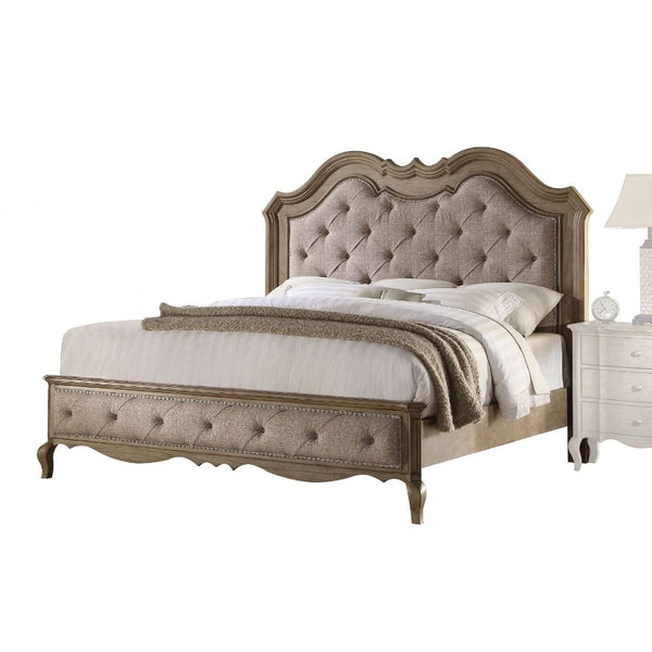 ACME Chelmsford Beige Fabric & Antique Taupe Queen Bed Model 26050Q - MONAVILLA