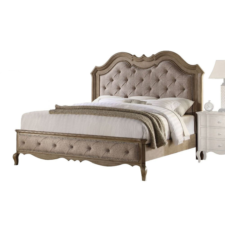 ACME Chelmsford Beige Fabric & Antique Taupe Bed Model 26050 - MONAVILLA