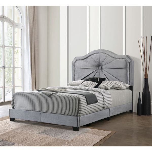 ACME Frankie Gray Velvet Queen Bed Model 26410Q - MONAVILLA