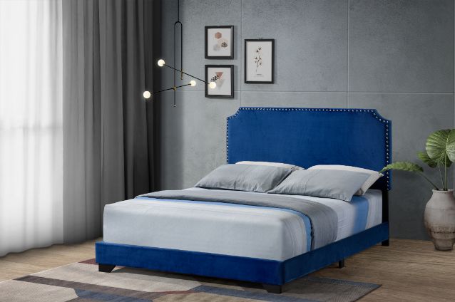 ACME Haemon Blue Fabric Queen Bed Model 26760Q - MONAVILLA