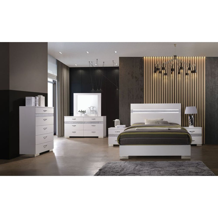 ACME Naima II White High Gloss Queen Bed Model 26770Q - MONAVILLA