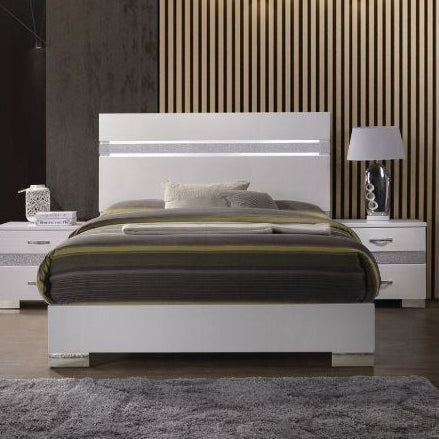 ACME Naima II White High Gloss Queen Bed Model 26770Q