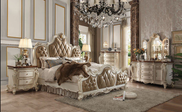 ACME Picardy Butterscotch PU & Antique Pearl Queen Bed Model 26900Q - MONAVILLA