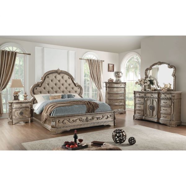 ACME Northville PU & Antique Silver Bed Model 26930 - MONAVILLA