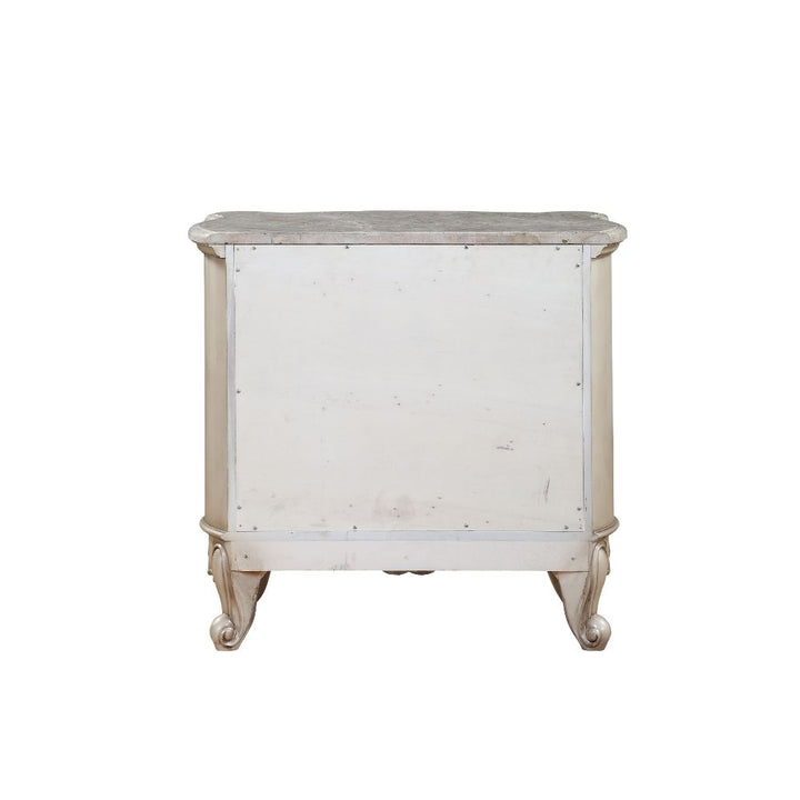 ACME Gorsedd Marble & Antique White Nightstand Model 27443 - MONAVILLA