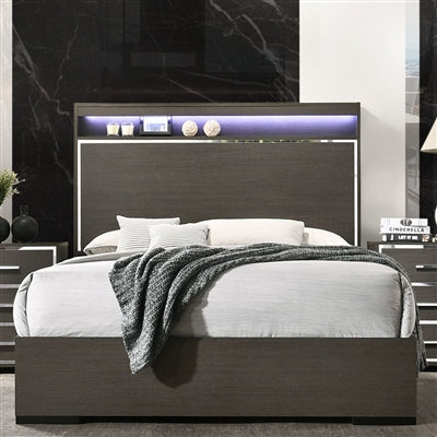 ACME Escher LED & Gray Oak Queen Bed Model 27650Q - MONAVILLA