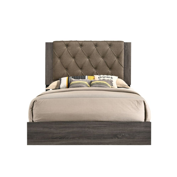 ACME Avantika Fabric & Rustic Gray Oak Queen Bed Model 27680Q - MONAVILLA