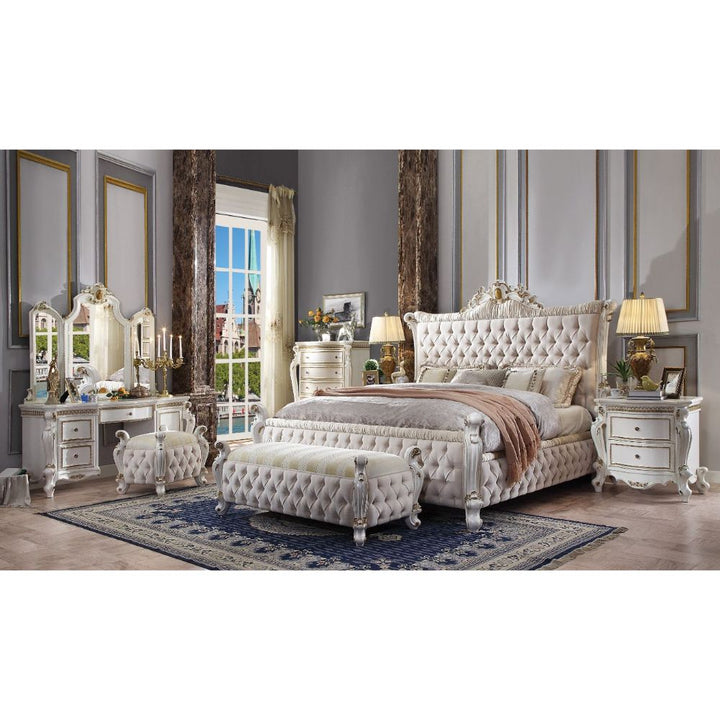 ACME Picardy Fabric & Antique Pearl Queen Bed Model 27880Q - MONAVILLA