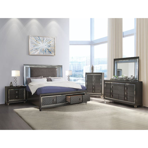 ACME Sawyer PU & Metallic Gray Bed Model 27970 - MONAVILLA