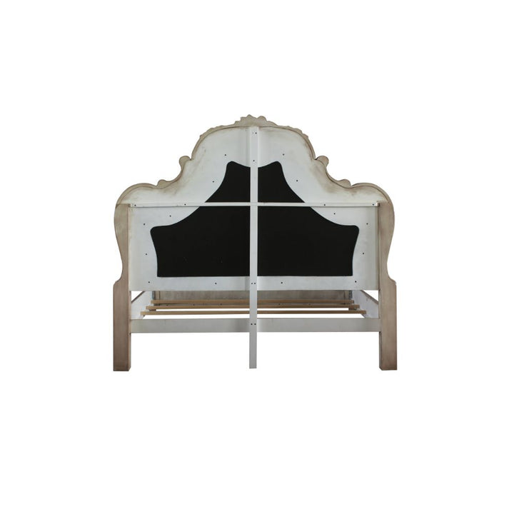 ACME Dresden Vintage Bone White & PU Queen Bed Model 28170Q - MONAVILLA