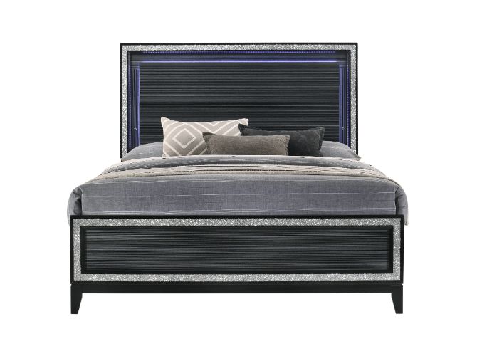 ACME Haiden LED & Weathered Black Finish Bed Model 28430 - MONAVILLA