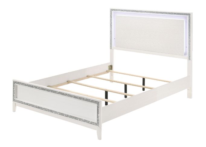 ACME Haiden LED & White Finish Bed Model 28450 - MONAVILLA