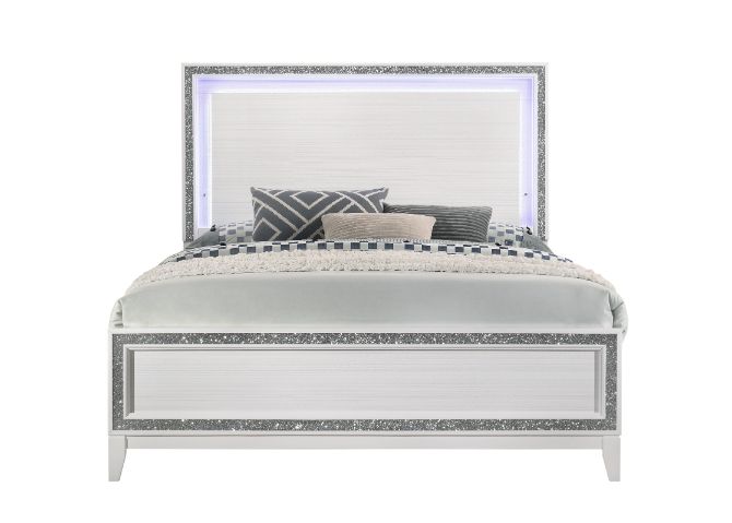 ACME Haiden LED & White Finish Bed Model 28450 - MONAVILLA