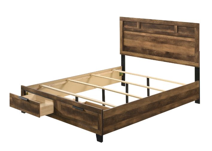 ACME Morales Rustic Oak Finish Bed Model 28590 - MONAVILLA