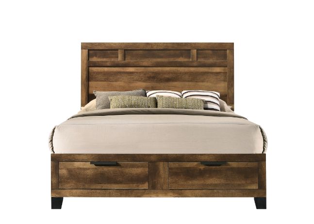 ACME Morales Rustic Oak Finish Bed Model 28590 - MONAVILLA