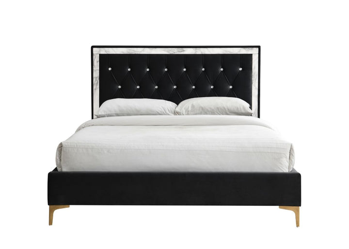 ACME Rowan Black Fabric Bed Model 28990 - MONAVILLA