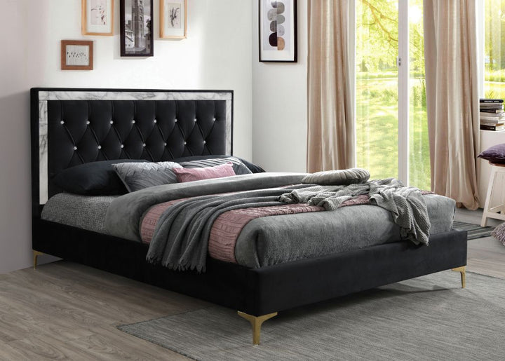 ACME Rowan Black Fabric Bed Model 28990 - MONAVILLA