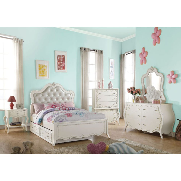 ACME Edalene PU & Pearl White Full Bed Model 30500F - MONAVILLA