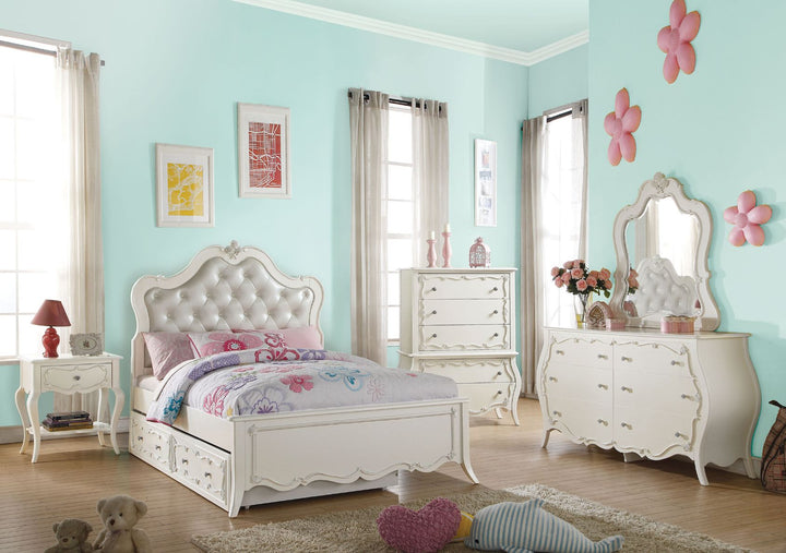 ACME Edalene PU & Pearl White Twin Bed Model 30505T - MONAVILLA