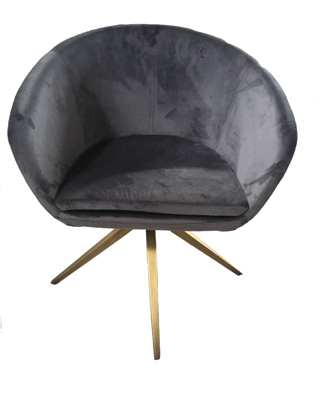 Modrest Yara Modern Grey Velvet & Bronze Dining Chair - MONAVILLA