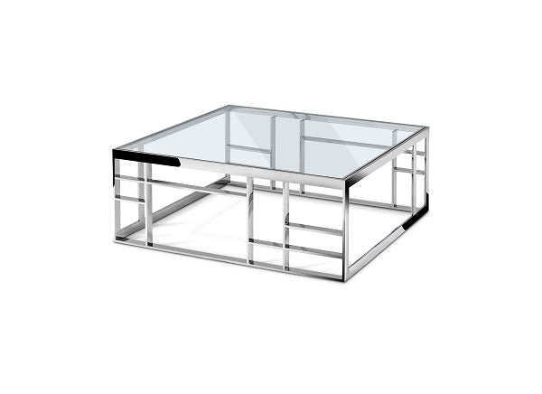 Modrest Stephen Modern Glass & Stainless Steel Square Coffee Table - MONAVILLA