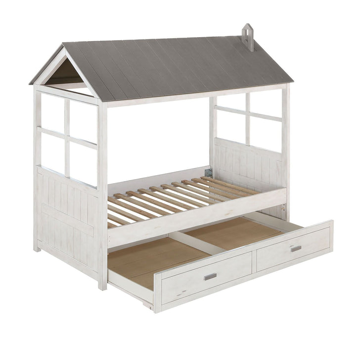 ACME Tree House II Weathered White & Washed Gray Twin Bed Model 37170T - MONAVILLA