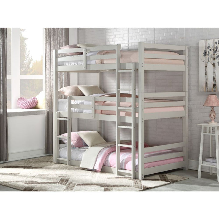 ACME Ronnie Light Gray Triple Bunk Bed - Twin Model 37420 - MONAVILLA